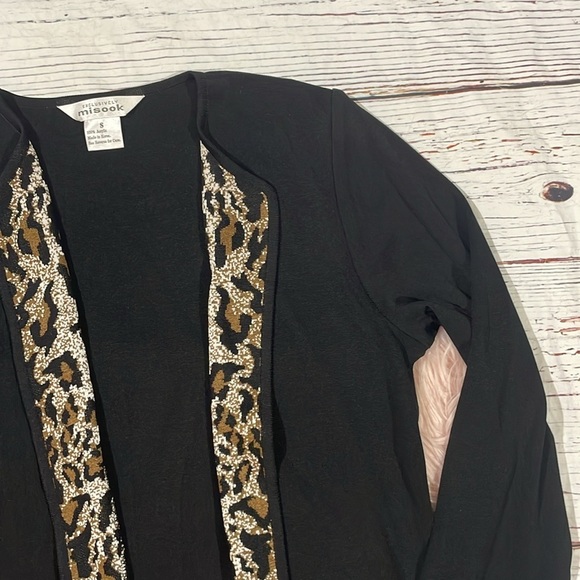 Exclusively Misook Animal Leopard Print Open Front Knit Cardigan - Picture 6 of 7